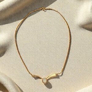 Gold Necklace with Faux Opal Pendant